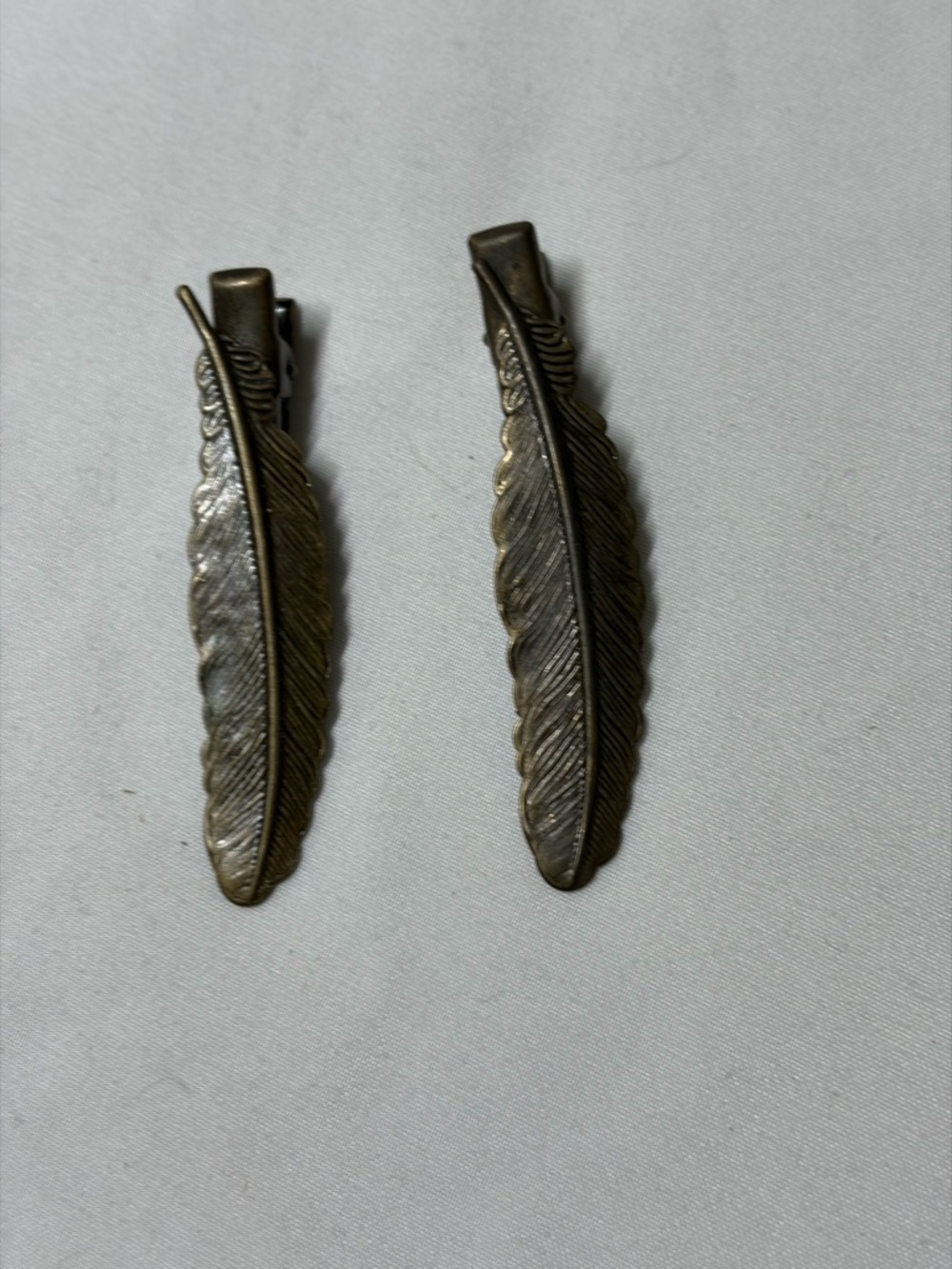 Boho Feather Hair Clips Bronze Tone Western Style